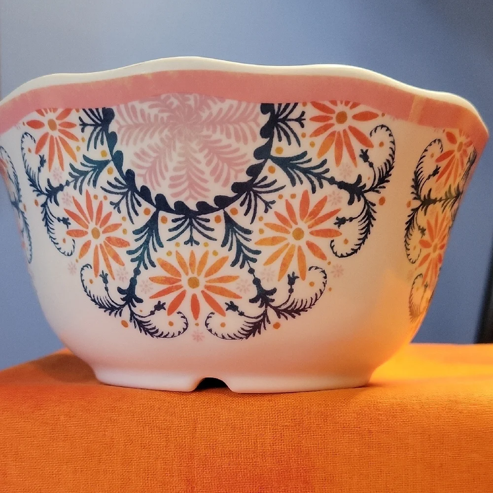 Opalhouse Melamine Bowl Floral Pattern White Pink Blue Coral